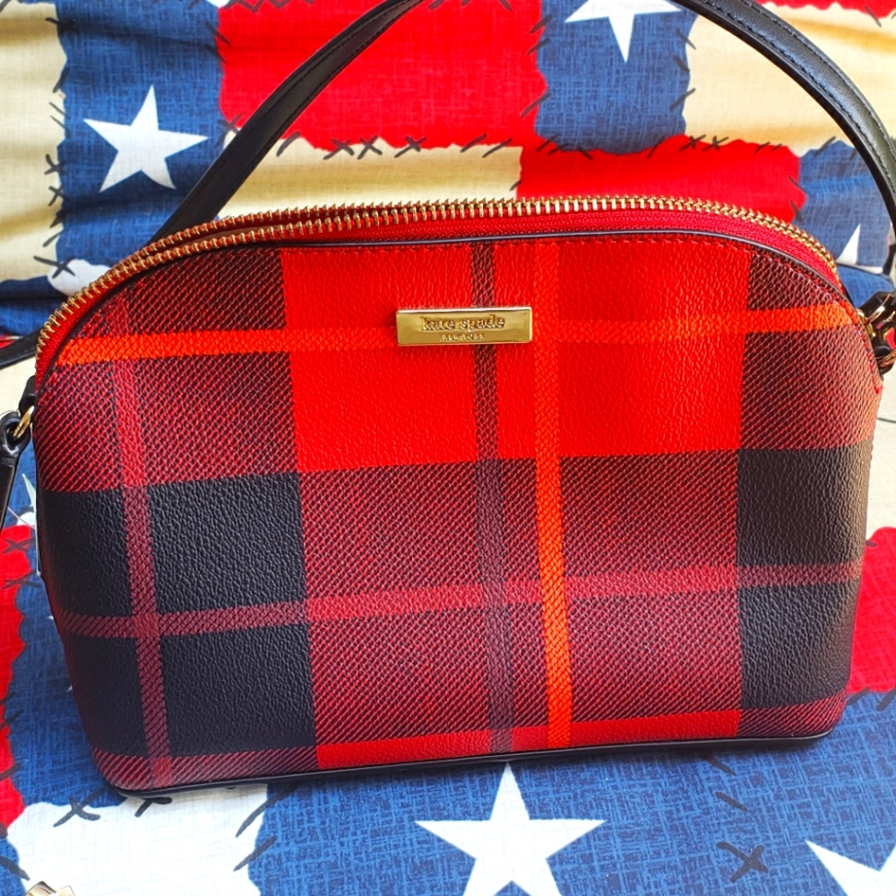 Kate Spade brightwater drive woodland plaid purse